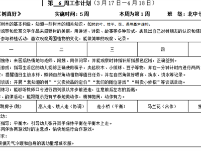 北中七班：第6周周计划